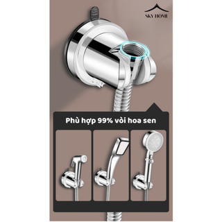 Giá Đỡ Vòi Sen Gắn Tường Có Cốc Hút Xoay 120 Độ, Giá Treo Vòi Hoa Sen Chống Nước, Chịu Lực Tốt GD01 - NGÓI HOME