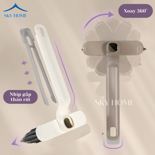 Cây Chà Sàn Nhà Tắm Thông Minh Kèm Nhíp Gắp Tiện Lợi, Chổi Cọ Nhà Vệ Sinh Xoay 360 Độ, Dễ Cầm Nắm CS01 - NGÓI HOME