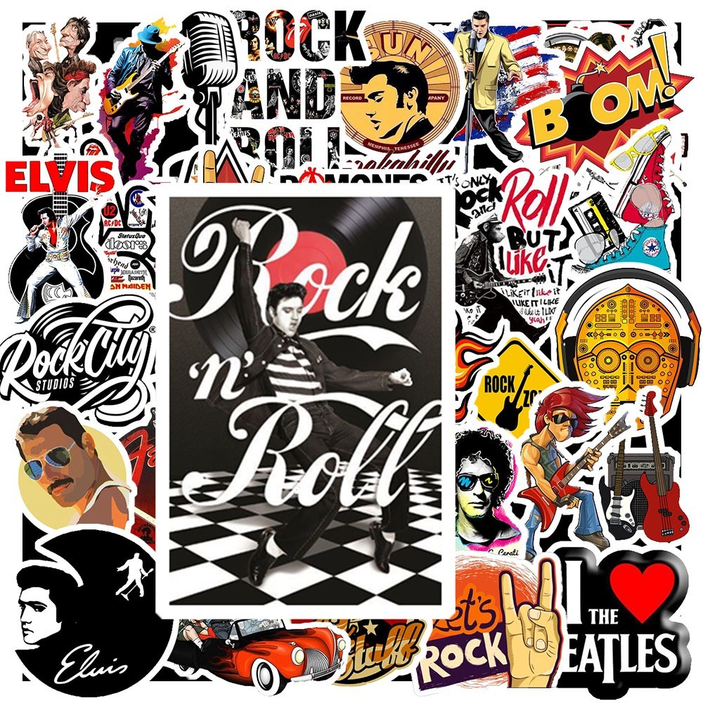 50 Miếng Dán Sticker Trang Trí Phong Cách Rock And Roll Cá Tính - Trang Trí Vali | Nón Bảo Hiểm | Xe Máy