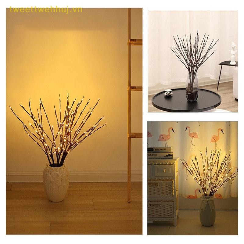 Tweeduj 20 Bóng Đèn LED Chiếu Sáng cành Cây Nhánh Đèn Chạy Bằng Pin Đèn Trang Trí Cây Liễu Nhánh Sáng Để Trang Trí Nhà VN