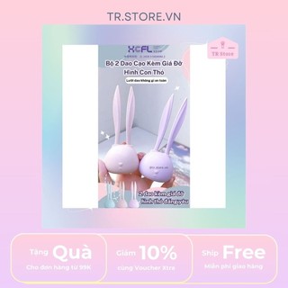 Bộ 2 Dao Cạo Kèm Giá Đỡ Thiết Kế Con Thỏ XCFL - Dụng Cụ Cạo Lông Mặt 3 Màu