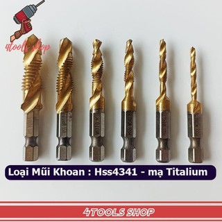 Mũi khoan taro tạo ren HSS từ M3 - M10 phủ titalium, chuôi lục giác chuẩn 6.35mm