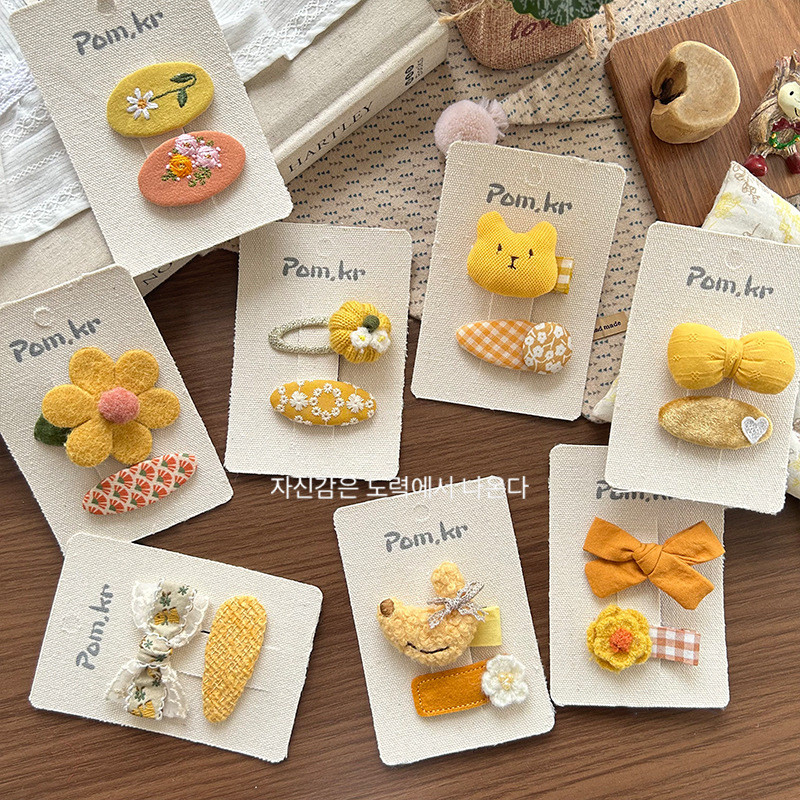 Bộ kẹp tóc màu vàng dễ thương cho bé gái