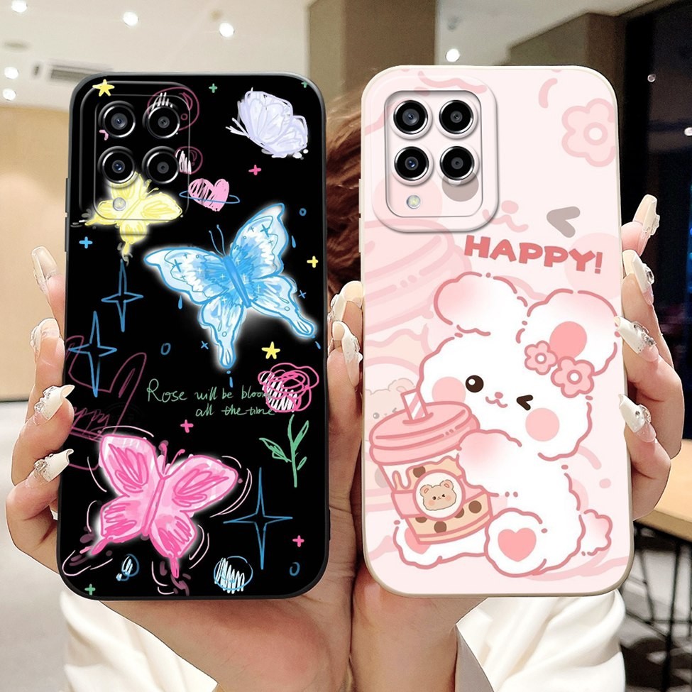Dành Cho Samsung M33 SM-M336B SM-M336K Ốp Lưng Samsung Galaxy M33 Ốp Lưng Mèo Gấu Trúc Thỏ Thời Trang Hoa Tình Yêu Ốp lưng