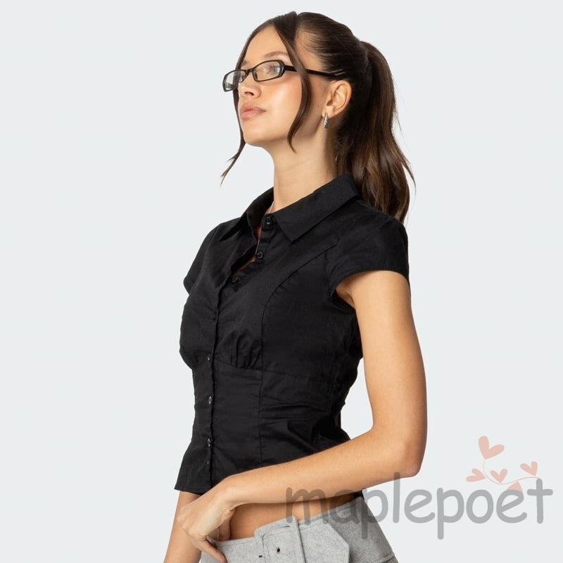 Maplepoet-áo thun ngắn tay màu trơn giản dị dành cho nữ
