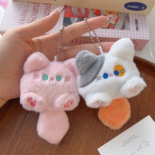 Móc khóa mèo sang trọng 7,5x11cm, Móc khóa động vật nhồi bông mềm Kawaii cho ví ba lô, Quà tặng dễ thương cho những người yêu mèo, Thiết kế chống thất lạc có dây chuyền