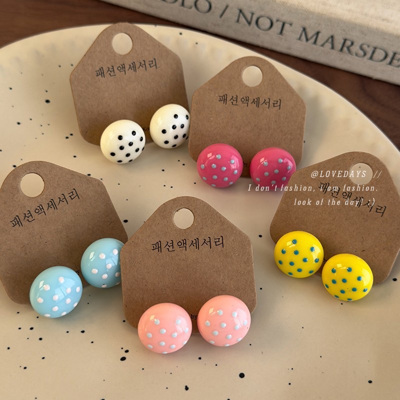 Macaron Nhiều Màu Sắc Kẹo Nấm Bóng Bông Tai Nhỏ Giọt Glaze Bông Tai