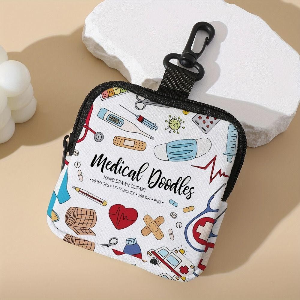 Ví HAPPYNOOK, Ví đựng tiền xu chống nước đa chức năng, Túi đựng tai nghe in hình con hổ Mini