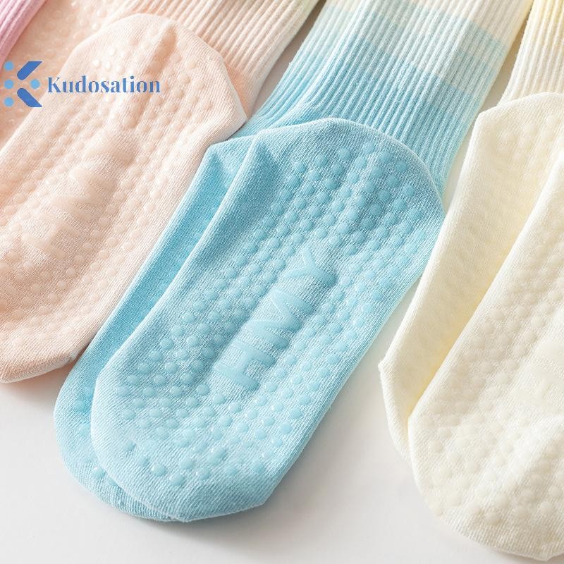 Kudosation Tất Tập Yoga Giữa Ống Chải Cotton Chống Trơn Trượt Sàn Silicon Thể Dục Lati Nữ Thể Dục Nhảy Tất Thể Thao