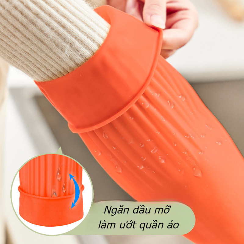 Găng Tay Hồng Hộ Gia Đình Dụng Cụ Vệ Sinh Nhà Bếp Găng Tay Rửa Bát Nữ,Thiết kế thuôn dài 45cm