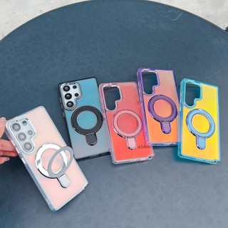 Ốp Điện Thoại Gradient Thiết Kế Đổi Màu Thích Hợp Cho Samsung Galaxy S25, S24, S23 Ultra Plus, Với Chức Năng Giá Đỡ Kim Loại Chân Đế Từ Tính