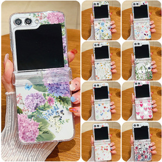Ốp Họa Tiết Hoa Cho Samsung Galaxy Z Flip 5 Flip 4 Flip 3 Full Bản Lề Chống Sốc Trong Suốt PC Cứng Gấp Dành Cho Samsung Z Flip5 Flip4 Flip3 Cover
