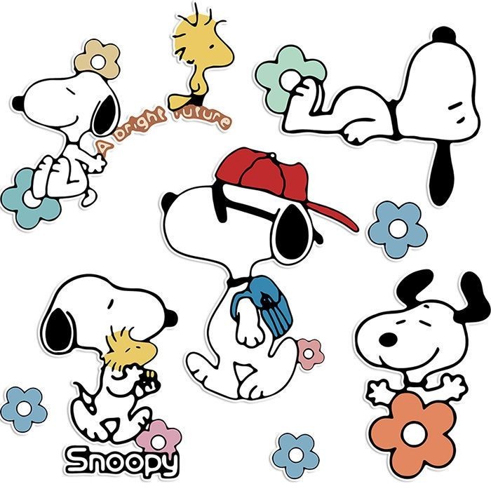 Phim hoạt hình dễ thương Snoopy nhãn dán trang trí cho ô tô, máy tính xách tay, iPad, điện thoại di động, cốc nước, xe máy, nhãn dán trang trí, chống thấm nước