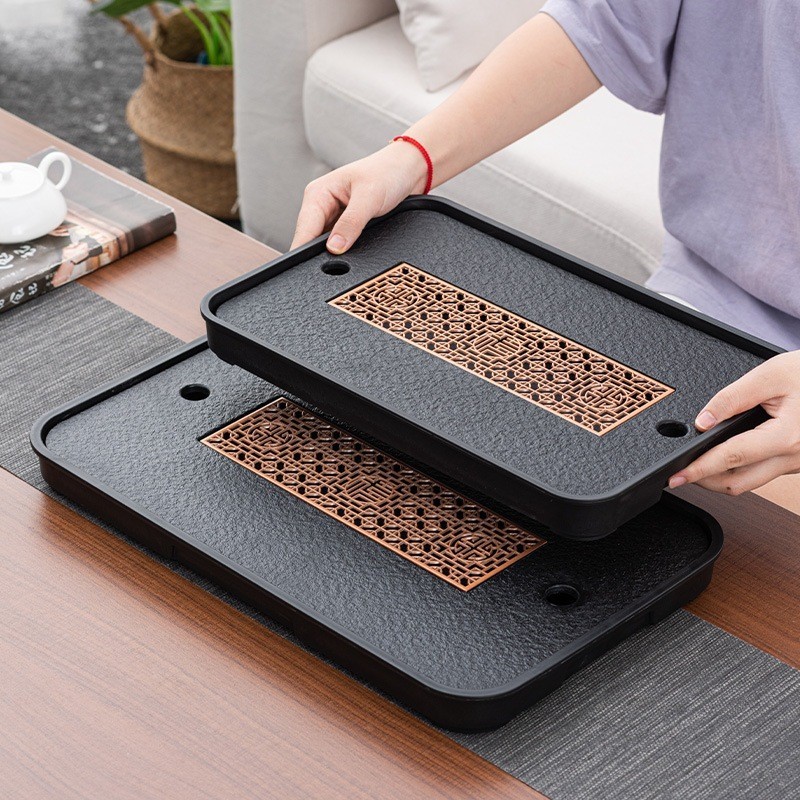 Khay Trà Melamine Họa Tiết Giả Đá Dùng Cho Bàn Trà Đạo