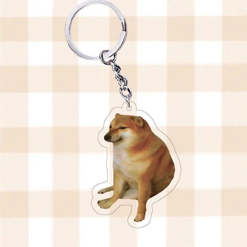 Giả mạo cheems thú cưng móc khóa dễ thương Shiba Inu mặt dây chuyền ngộ nghĩnh acrylic gói biểu tượng cảm xúc ins điêu