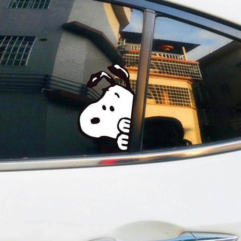 Snoopy Sticker Khối Trầy Xước Thân Cửa Sổ Bên Kính Chắn Gió Phía Sau Cảnh Báo Phản Quang Nhãn Dán Trang Trí Xe Điện Miếng Dán