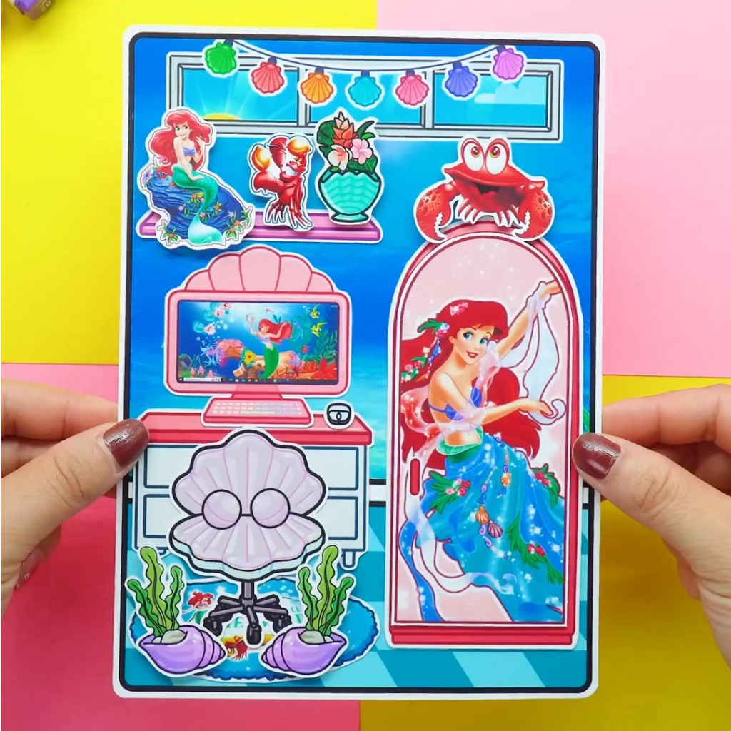 Đồ chơi giấy tocaboca ngôi nhà nàng tiên cá bóc dán thông minh đồ chơi cho bé gái đồ chơi kuromi cô tiên xanh
