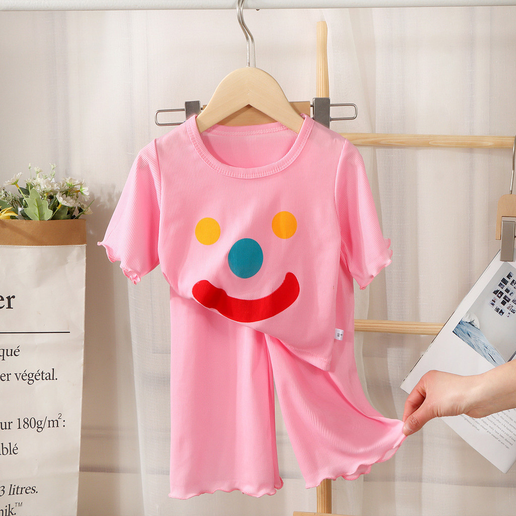 Bé Gái Thoáng Khí Mát Bộ Đồ Ngủ Mùa Hè Mỏng Phong Cách Homewear Phù Hợp Với Bé Gái Dễ Thương Siêu Dễ Thương Vừa Lớn Trẻ Em Băng Lụa Điều Hòa Không Khí Phù Hợp Với 0CQJ