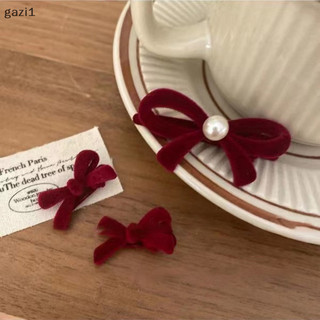 [gazi1] Thanh Lịch Tính Khí Nhung Ngọc Trai Nơ Nơ Kẹp Bên Dành Cho Nữ Bé Gái Mũ Vintage Giáng Sinh Phụ Kiện Tóc Boutique