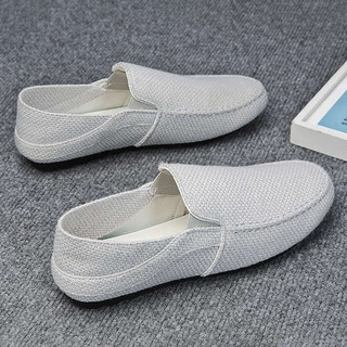 Giày Vải Nam Mùa Hè Phong Cách Mới Thoáng Khí Cũ Bắc Kinh Đen Giày Vải Lười Slip-On Lái Xe Vỏ Mềm Đậu Hà Lan