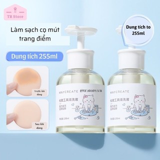 Dung Dịch Vệ Sinh Cọ, Mút Trang Điểm M'aycreate 255ml - Phiên Bản Đầu Pump Cải Tiến