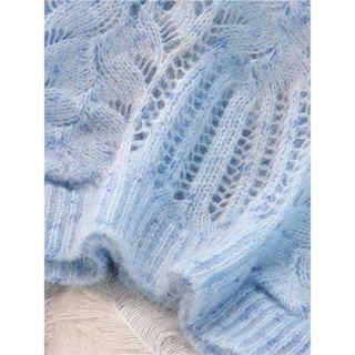 24.8.20 Phong Cách Lười Xanh Mohair Áo Len Nữ Chui Đầu Rời Thu Đông Retro Xoắn Rỗng Đan Áo Len Top Ngắn Lười Phong Cách Xanh Mohair Áo Len Nữ Áo Chui Đầu Rời Mùa Thu Retro Xoắn Rỗng Dệt Kim Áo Len Top Phong Cách Ngắn