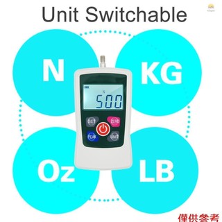 Máy đo lực lượng kỹ thuật số HGV 500N / 50kg / 110Lb / 1760oz Bộ đồng hồ đo lực kéo di động có đèn nền có thể chuyển đổi với 6 đầu cố định, hộp đựng, tắt nguồn tự động