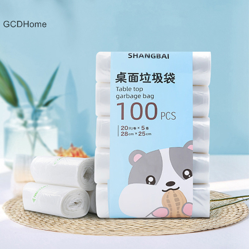 Gcdhome 5 Cuộn 100 Chiếc Túi Đựng Rác Hộ Gia Đình Dày Nhỏ Để Bàn Dùng Một Lần Thùng Rác Túi Đựng Rác Đồ Dùng Nhà Bếp HOT