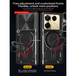 Dành Cho Infinix Note 40 Pro Plus 40Pro + Note40 Note40Pro 4G 5G Đẩy Trượt Bảo Vệ Ống Kính Máy Ảnh Vỏ Cứng Giá Đỡ Vòng Từ Tính Vỏ Giáp Chống Sốc Ốp điện thoại