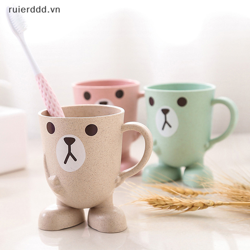 # New # Home Phòng tắm Tumbler Cốc nước súc miệng Rơm lúa mì Hoạt hình Động vật Bàn chải đánh răng.