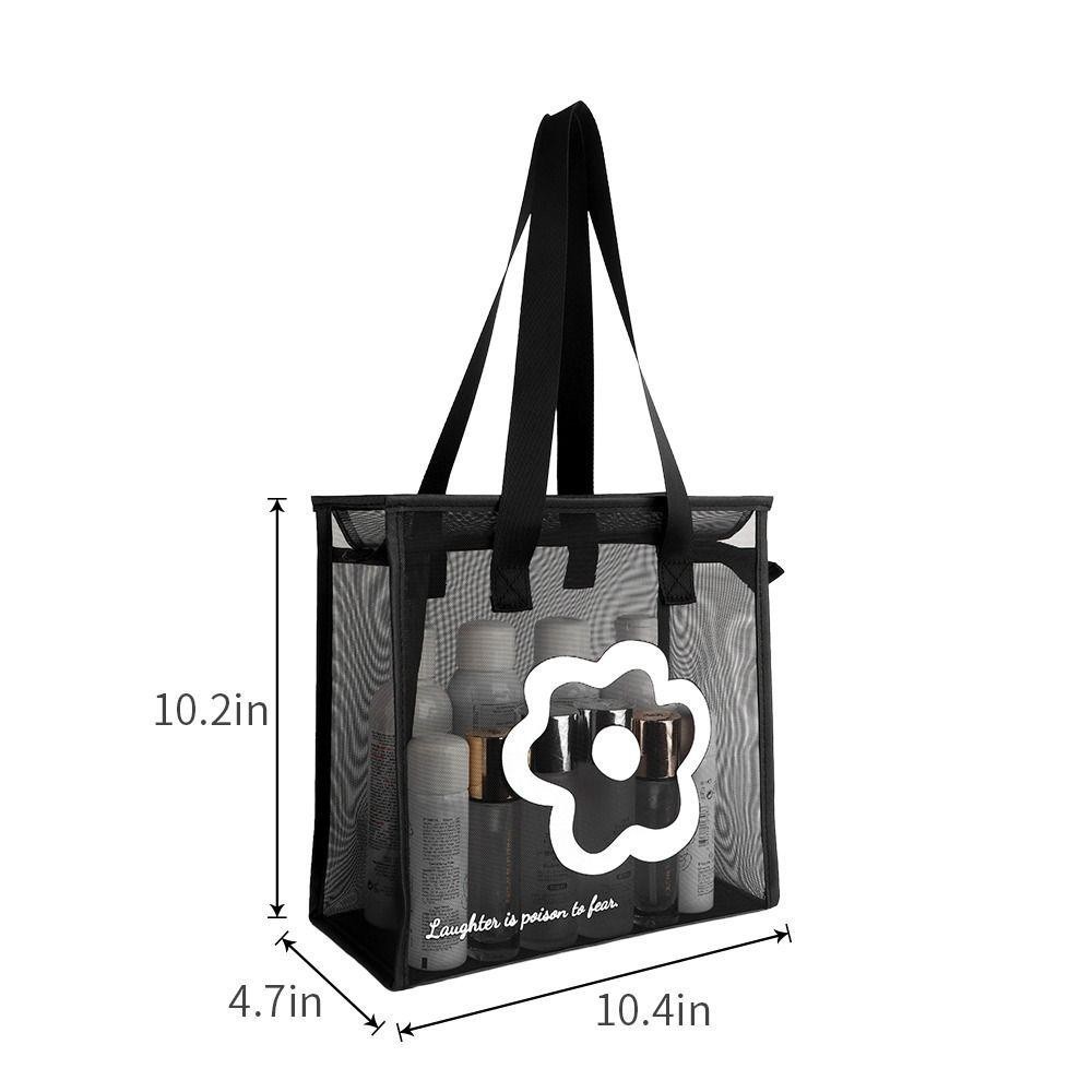 [Vận chuyển nhanh] Túi Tote đi biển SIMPLEAID, Túi giặt lưới Nylon, Di động có dây kéo Túi trong suốt hoạt hình hoa dành cho nữ