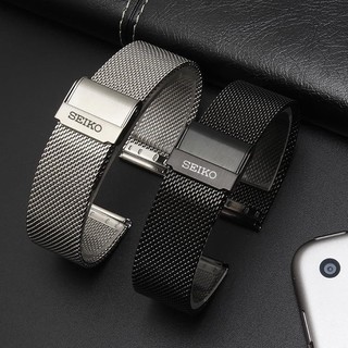 Dây đeo đồng hồ Seiko No. 5 dây thép siêu mỏng Dây lưới Milan unisex bảo hiểm đôi 12 14 18 20 22mmz179