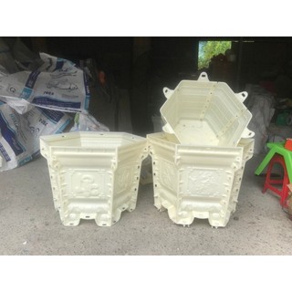 Khuôn Đổ Chậu Lục Giác Kích thước 48cm Chân Liền Nhiều Hoa Văn Cho Khách Lựa Chọn