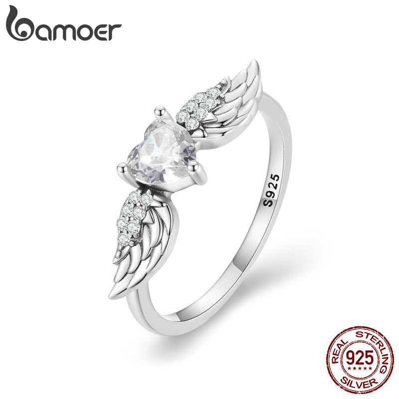 Nhẫn Bạc Bamoer 925 Cánh Tình Yêu Quà Tặng Trang Sức Cho Nữ