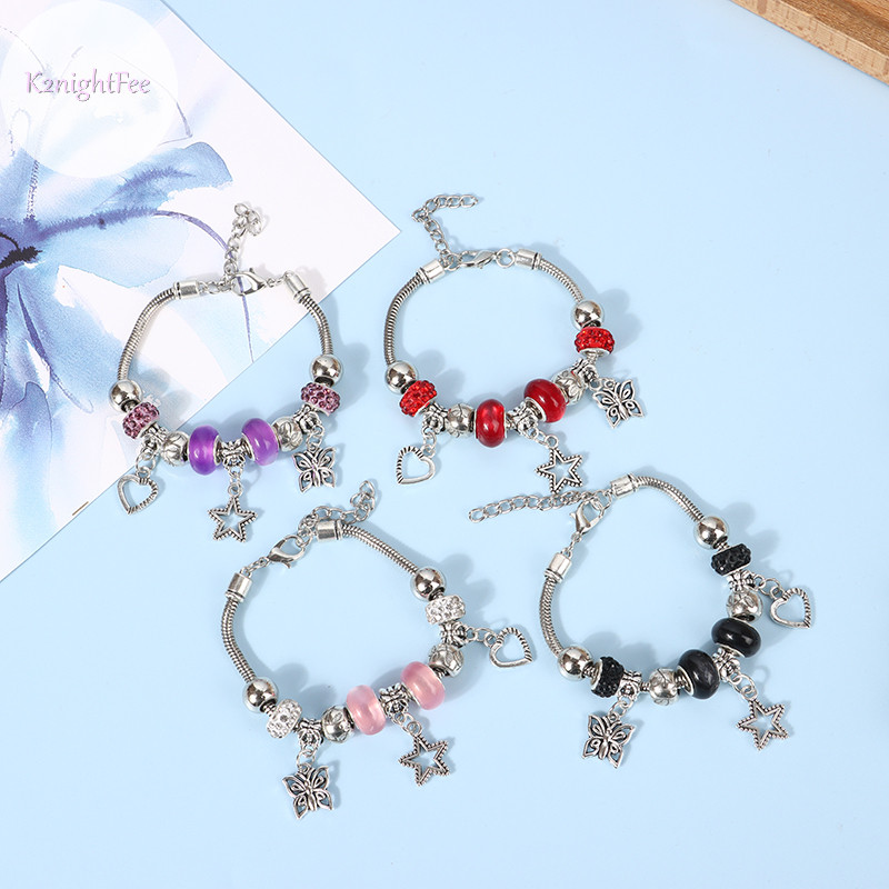 K2nightfee Boho Ngôi Sao Trái Tim Pandent Đính Hạt Vòng Tay Nữ Trang Sức Vòng Tay Có Thể Điều Chỉnh Mở Đầu VN Phụ Kiện Trang Sức Thời Trang