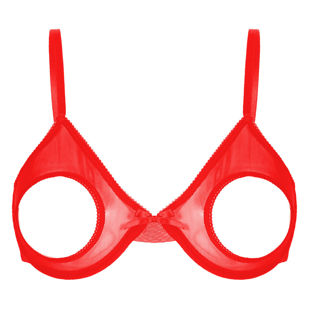 YOOJOO Nữ Rỗng Ra Mở Cốc Underwired Áo Ngực Có Thể Điều Chỉnh Dây Sheer Lưới Brassiere