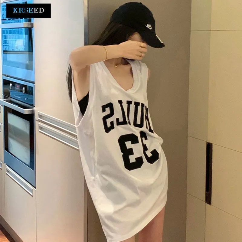 Milyfashion No Pilling Retro Thể Thao Bóng Rổ Ngoài Mặc Áo Vest Không Tay Hợp Thời Trang Đường Phố Rời Mùa Hè Top
