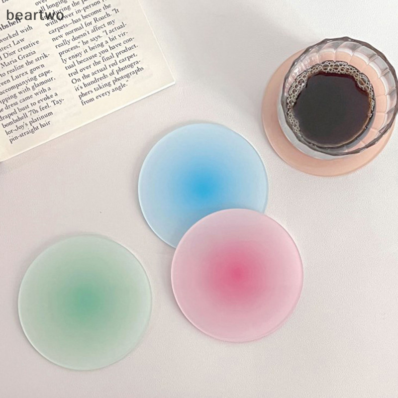 < Beartwo > 4 Màu Acrylic Đế Lót Ly Bàn Tròn Thảm Shoog Đạo Cụ Cách Nhiệt Placemat Đẹp
