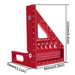 YMIFI Thước vuông, thước tam giác nhôm, dụng cụ đo chuyên nghiệp chống mài mòn góc vuông