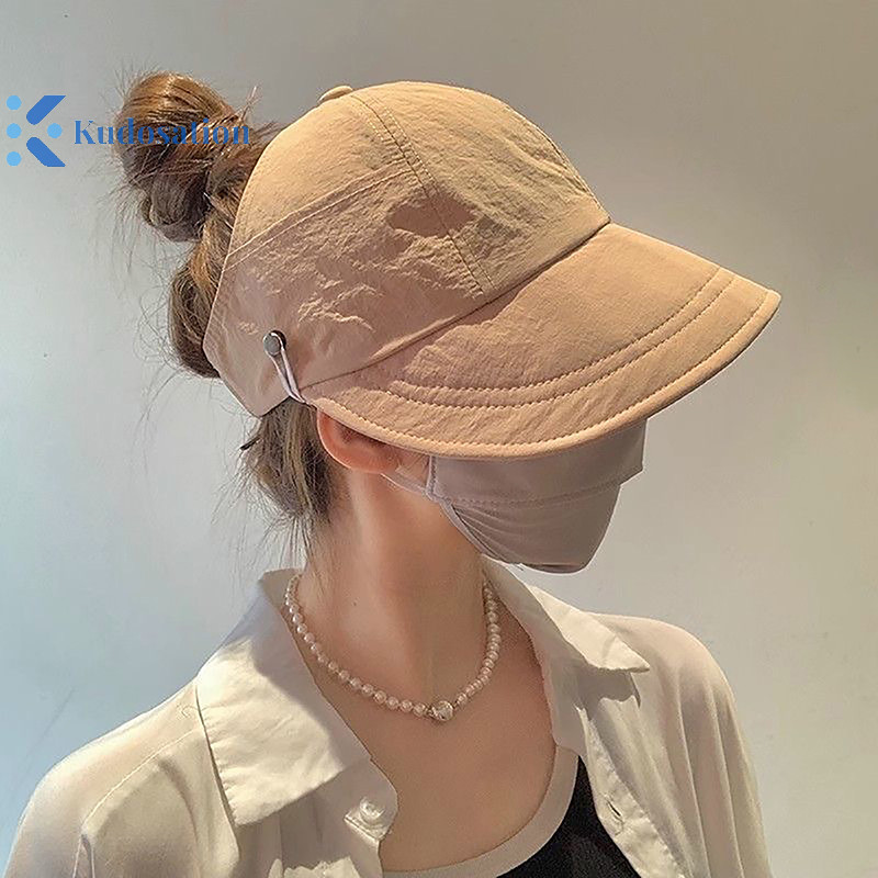 Kudosation Có Thể Gập Lại Vành Rộng Đuôi Ngựa Mũ Chống Nắng Dây Rút Có Thể Điều Chỉnh Cho Nữ Đi Biển Mũ Mùa Hè Nhanh Khô Tấm Che Người Cá
