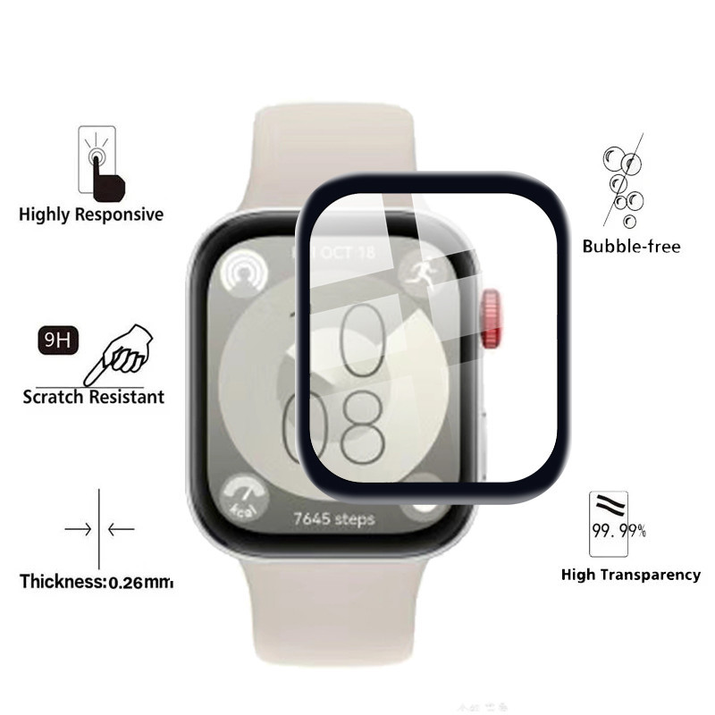 Huawei WatchFit WatchFitElegant WatchFitMini 600D HD Phim Kính Cường Lực Cạnh Đen Cho Huawei Watch Fit 2 3 Thanh Lịch Mini Chống Vân Tay Chống Ánh Sáng Xanh Bảo Vệ Màn Hình Đồng Hồ