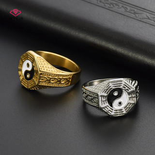 Hwetr Âm Dương Thái Cực Nhẫn Cung Hoàng Đạo Qian Kun Bagua Có Thể Điều Chỉnh Nhẫn Ngón Tay May Mắn Tốt Lành Trang Sức Quà Tặng Mới