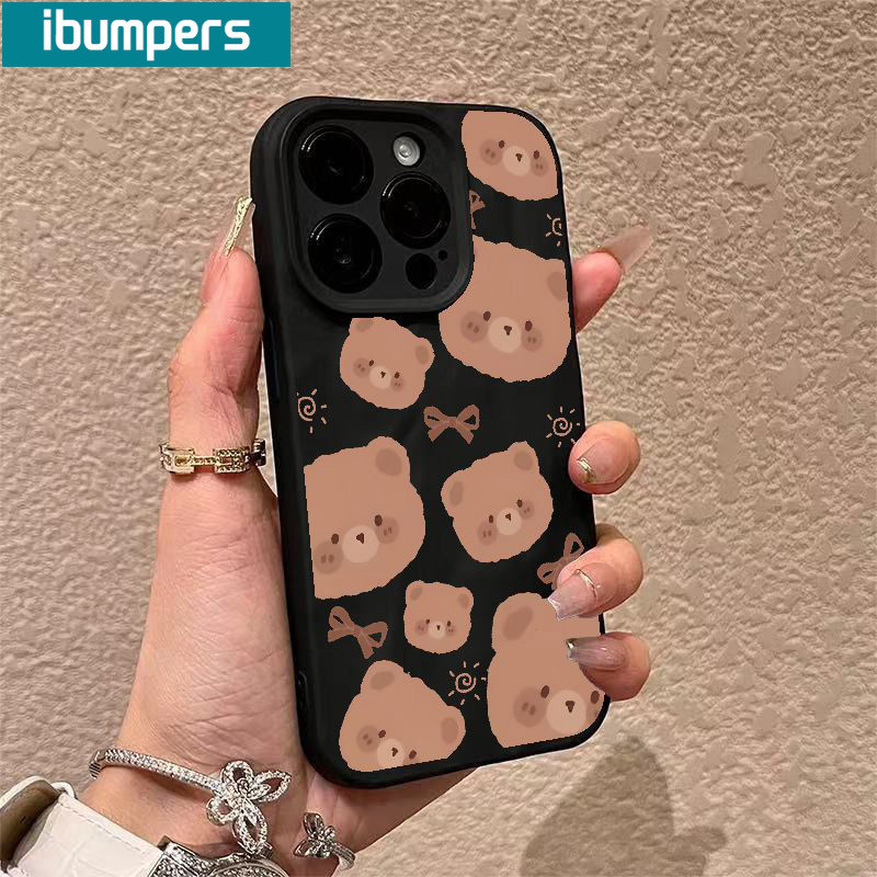 ibumpers cute hàn quốc gấu hoạt hình in hình ốp điện thoại nhám mỏng silicone mềm chống sốc ốp lưng Iphone 15 14 12 13 11 Pro Max IP 7 8 Plus Iphon X Xs XR Xs Max