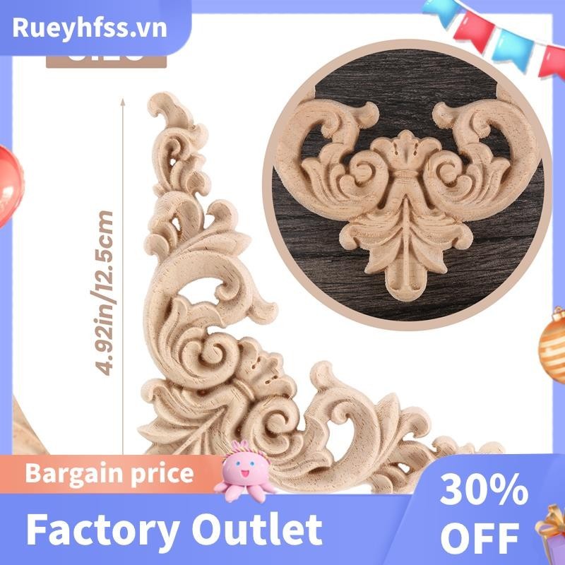 Gỗ sồi không sơn chạm khắc góc Onlay Đồ nội thất trang trí nội thất 12,5x12,5cm