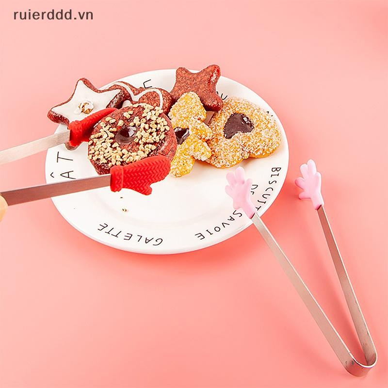 # ruierdd # Kẹp thực phẩm bằng silicon Tay cầm bằng thép không gỉ Lòng bàn tay Đồ ăn nhẹ chống trượt đáng yêu Nhíp không phải dụng cụ cầm tay Nirty.