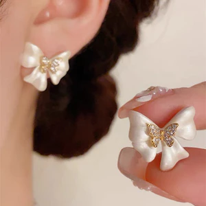 Bông Tai Nơ Zircon Vẽ Nhẹ Nhàng Sang Trọng Phù Hợp Với Bông Tai Thời Trang Hàn Quốc Bông Tai Ngọt Ngào Nữ