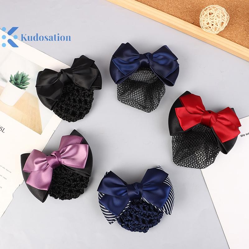 Kudosation Nữ Nơ Barrettes Ruy Băng Y Tá Khách Sạn Bưu Chính Ngân Hàng Tiếp Viên Kẹp Tóc Snood Net Bun Hairgrips