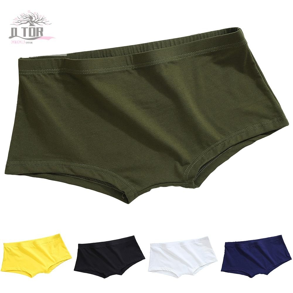 18) Quần lót Boxer eo thấp nam co giãn Quần short Cotton thoáng khí Màu trơn