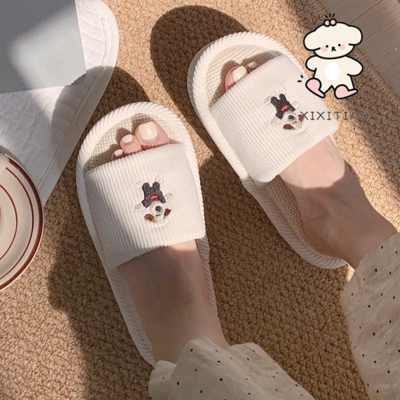 Xixitiao Dép Xuân Hè Trong Nhà Đế Mềm Sinh Viên Hút Mồ Hôi Thoáng Khí Thoải Mái Chó Con Dễ Thương Nam Nữ