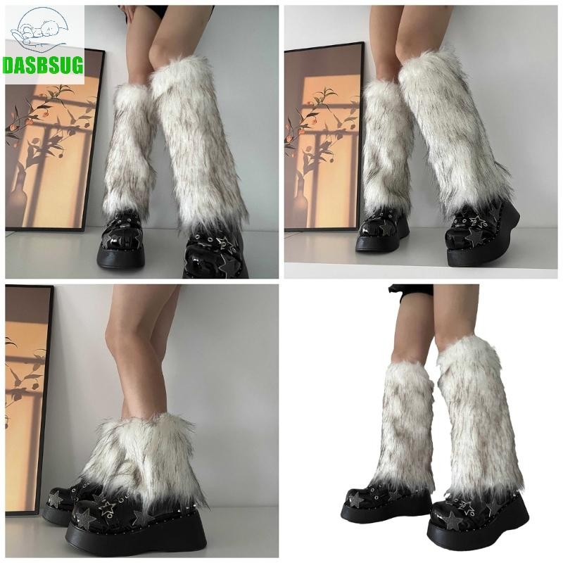 Dasbsug Nữ Lông Thú Giữ Ấm Chân Mùa Đông Lông Dài Boot Còng Mờ Che Giày Trang Phục Dự Tiệc Cho Lễ Hội Ngày Lễ Biểu Diễn